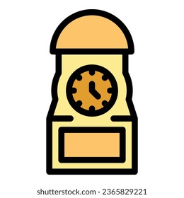 City clock icon outline vector. Zagreb map. Tourism balkan color flat