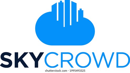 city cloud crowd people logo vector