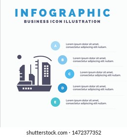 City, Colonization, Colony, Dome, Expansion Solid Icon Infographics 5 Steps Presentation Background