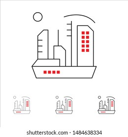 City, Colonization, Colony, Dome, Expansion Bold and thin black line icon set. Vector Icon Template background