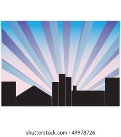 city with color background