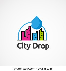 city color drop logo vector, icon, element, and template for company