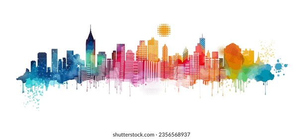 City colorful silhouette with blots. Vector illustration