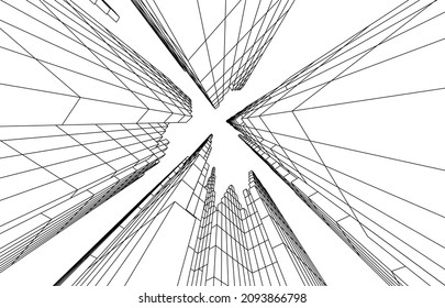 city concept drawing vector illustration 