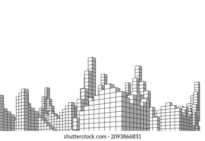 city concept drawing vector illustration 