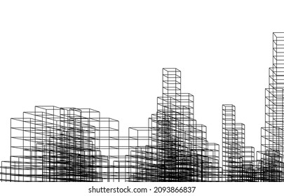 city concept drawing vector illustration 