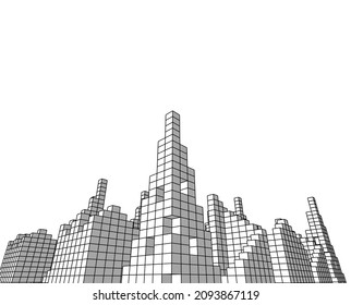 city concept drawing vector illustration 