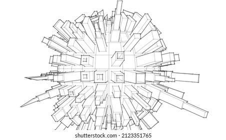 city concept sketch vector drawing
