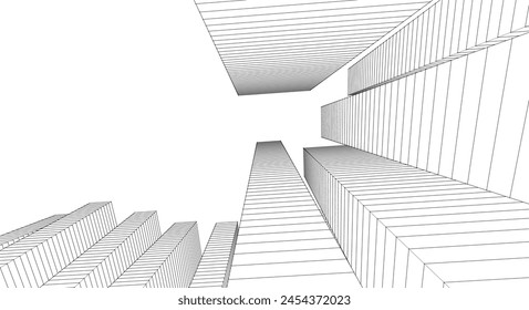 city ​​high-rise construction 3D illustration