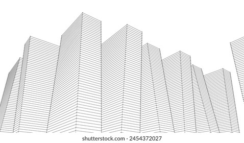 city ​​high-rise construction 3D illustration