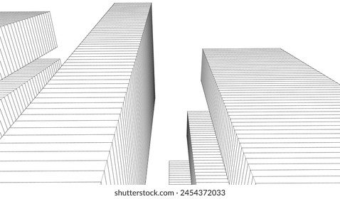 city ​​high-rise construction 3D illustration