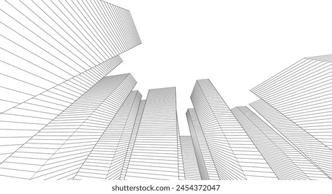 city ​​high-rise construction 3D illustration