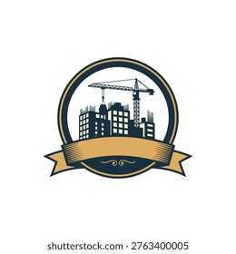 City construction crane logo design