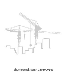 city and construction cranes , vector