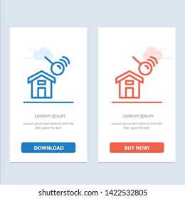 City, Construction, House, Search  Blue and Red Download and Buy Now web Widget Card Template