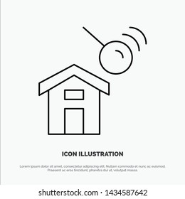 City, Construction, House, Search Line Icon Vector