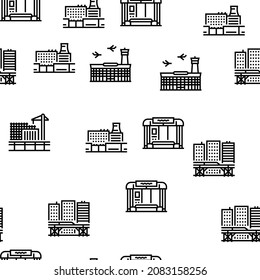 Construcción De La Ciudad Y Vector De Paisaje Ilustración De Línea Delgada De Patrón Sintomático