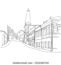 city. contour landscape. vector image of the city with one line