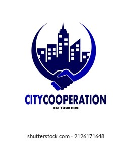 Plantilla de logotipo vectorial de cooperación urbana. Este diseño utiliza el símbolo de construcción. Negocios adecuados.