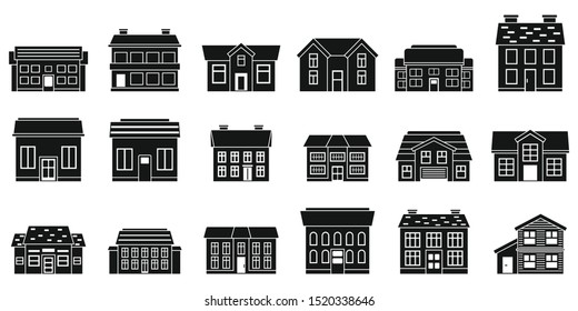 City cottage icons set. Simple set of city cottage vector icons for web design on white background