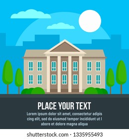 City courthouse concept background. Flat illustration of city courthouse vector concept background for web design