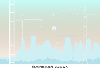 City crane building house vector illustration