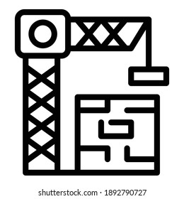 City crane icon. Outline city crane vector icon for web design isolated on white background