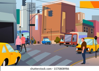 the city crowd illustration vector
