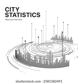 City data circle line art