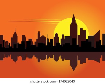 City at dawn
