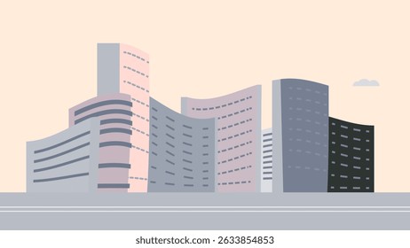 city ​​at dawn flat illustration