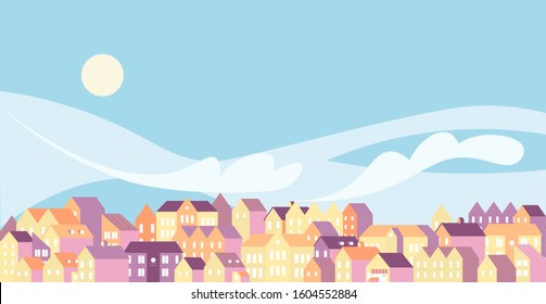 City Day Flat background landscape vector illustration