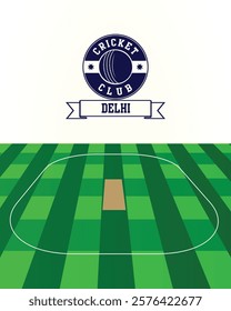 City of Delhi, India Cricket green field, Vector Illustration Abstract Editable image