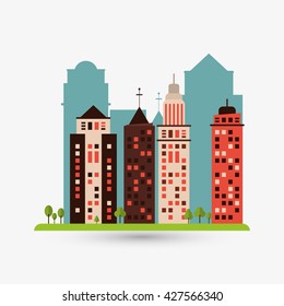 City design. Building icon. Isolated illustration, editable vector