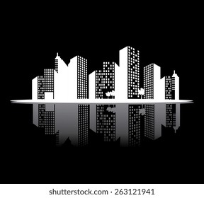 City design over black background, vector illustration.