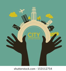 city design over blue background vector illustration  