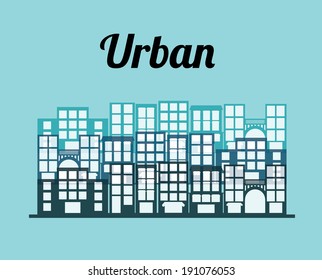 City design over blue background, vector illustration
