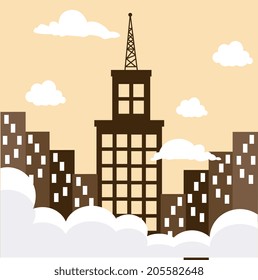 City design over cityscape background, vector illustration