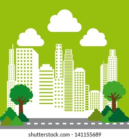 city design over green background vector illustration