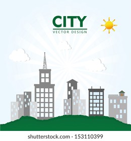 city design over landscape background vector illustration 