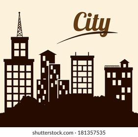 city design over landscape background, vector illustration