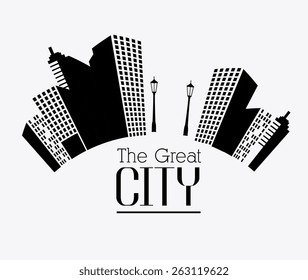 City design over white background, vector illustration.