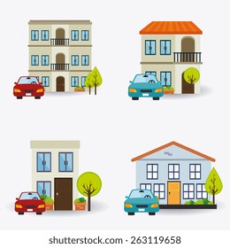 City design over white background, vector illustration.