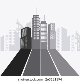 City design over white background, vector illustration.
