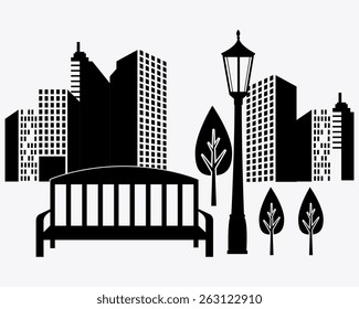 City design over white background, vector illustration.