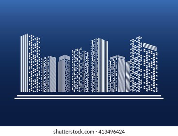 City Design Urban Illustration Buildings Concept Stock Vector (Royalty ...