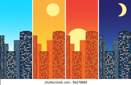 city at different times