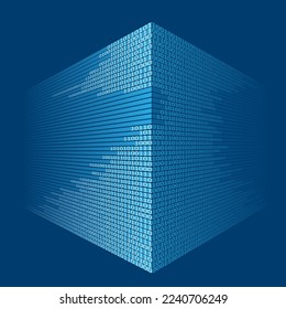 City of digital technologies. Vector illustration of city building from digital information streams. Sketch for creativity.