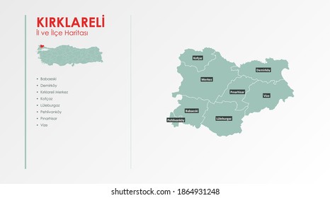 Kırklareli City and Districts Illustration, Vektorkarte