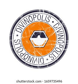 City of Divinopolis, Brazil postal rubber stamp, vector object over white background